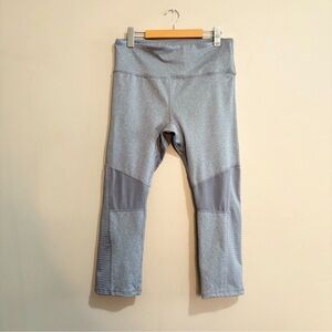 R8 Heather Grey Capri Leggings with Mesh Panels